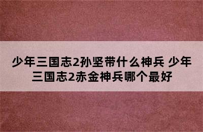 少年三国志2孙坚带什么神兵 少年三国志2赤金神兵哪个最好